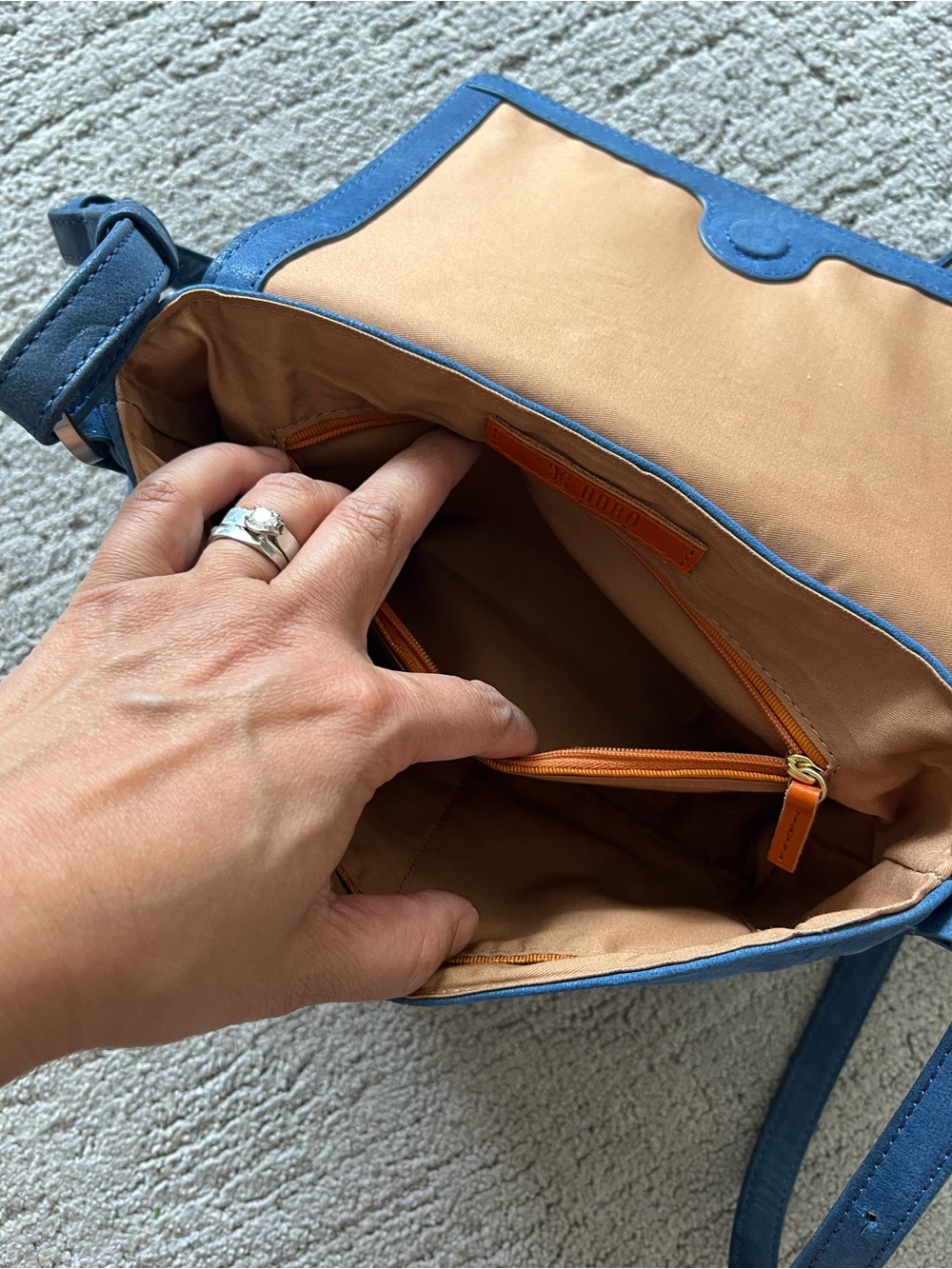HOBO Blue Shiny Leather Crossbody Bag - Picture 15 of 16